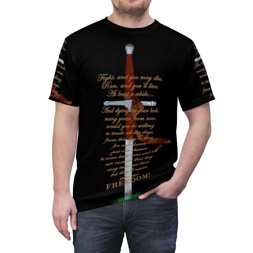 Braveheart-inspired retro t-shirt featuring a sword and the name "William Wallace" - men front