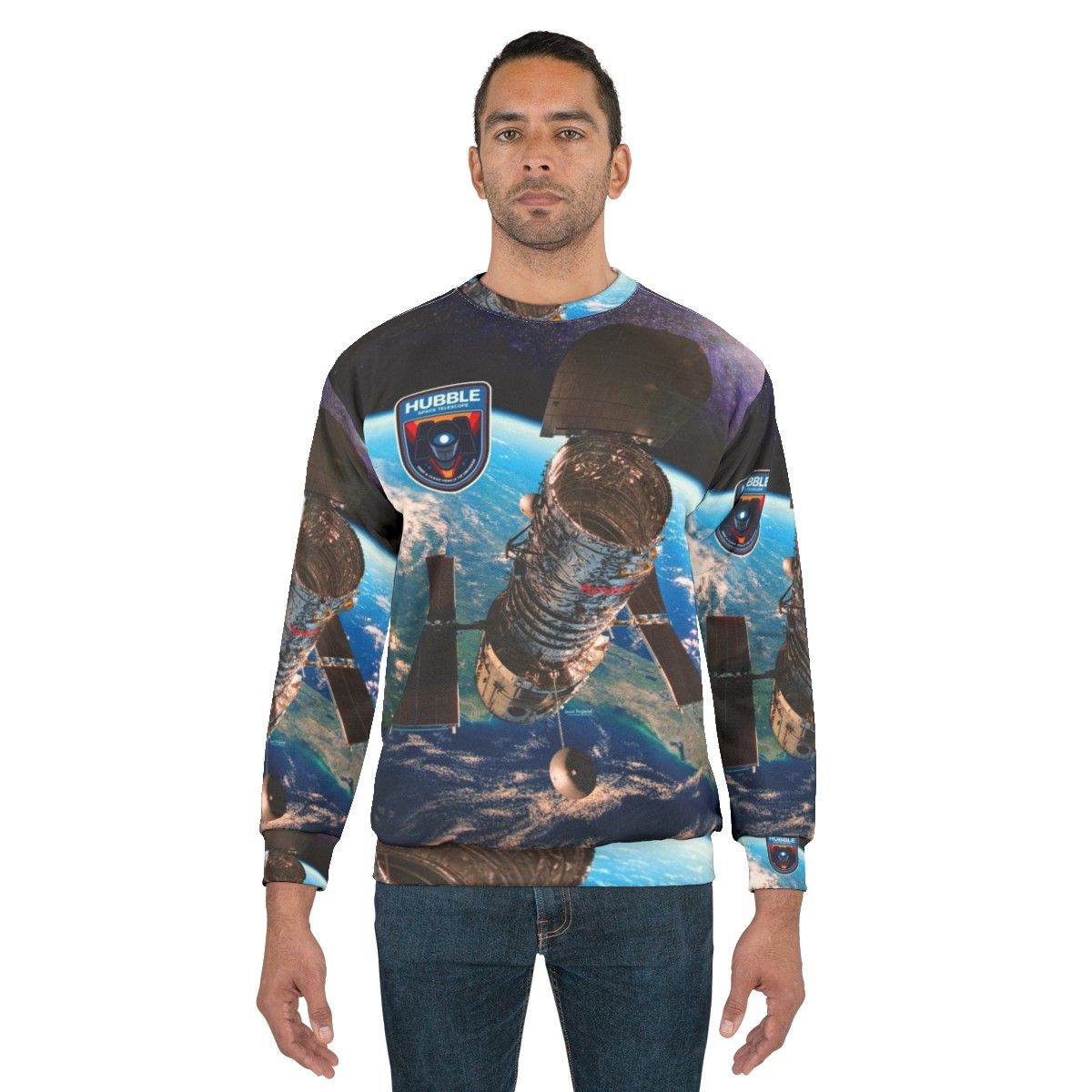 Hubble Space Telescope Sweatshirt with Galaxy Design - men