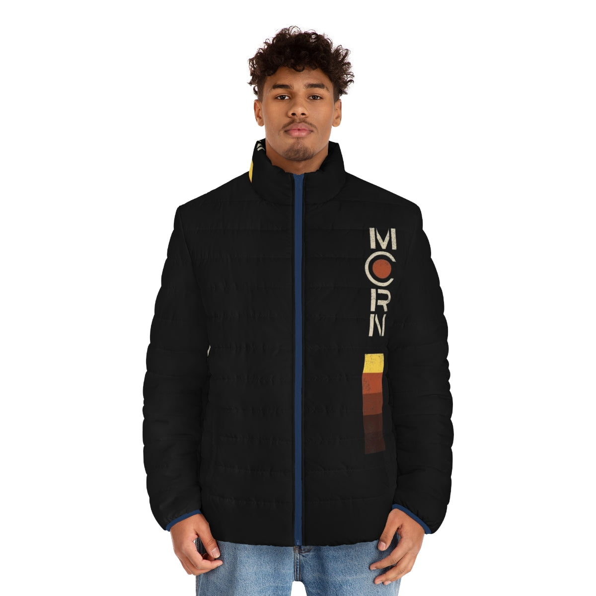 Vintage MCRN Uniform Distressed Puffer Jacket with The Expanse inspired sci-fi design - men front