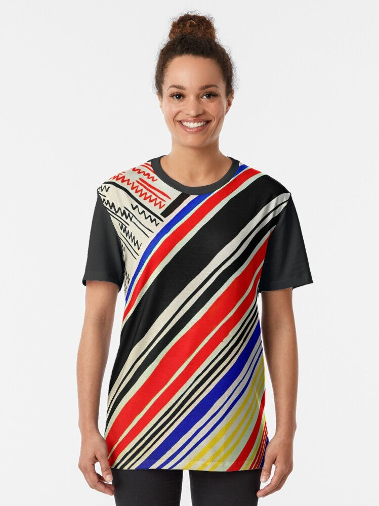 Sonia Delaunay "Composition 11" graphic t-shirt featuring abstract, colorful geometric patterns - Women