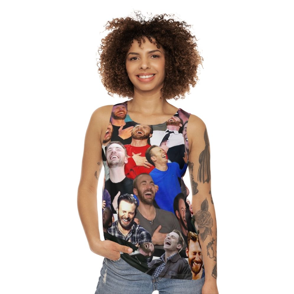 Chris Evans Laughing Unisex Tank Top - women