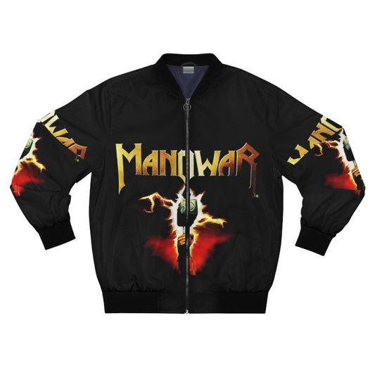 Manowar band logo printed on a stylish bomber jacket