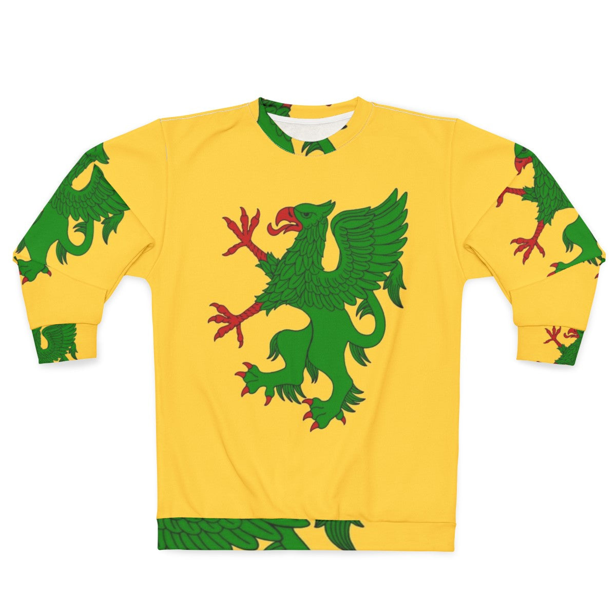 Green Griffin Sweatshirt with Heraldic Design