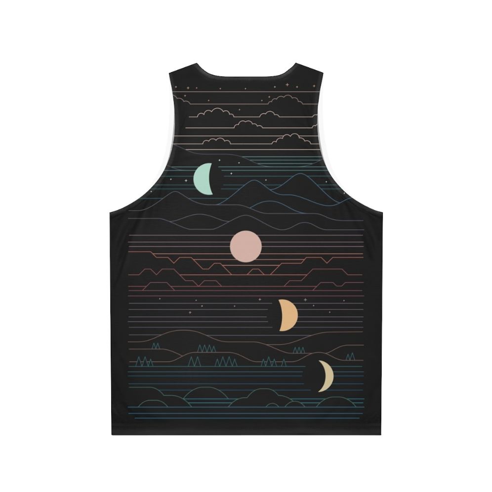 Unisex tank top with a celestial moon design - Back