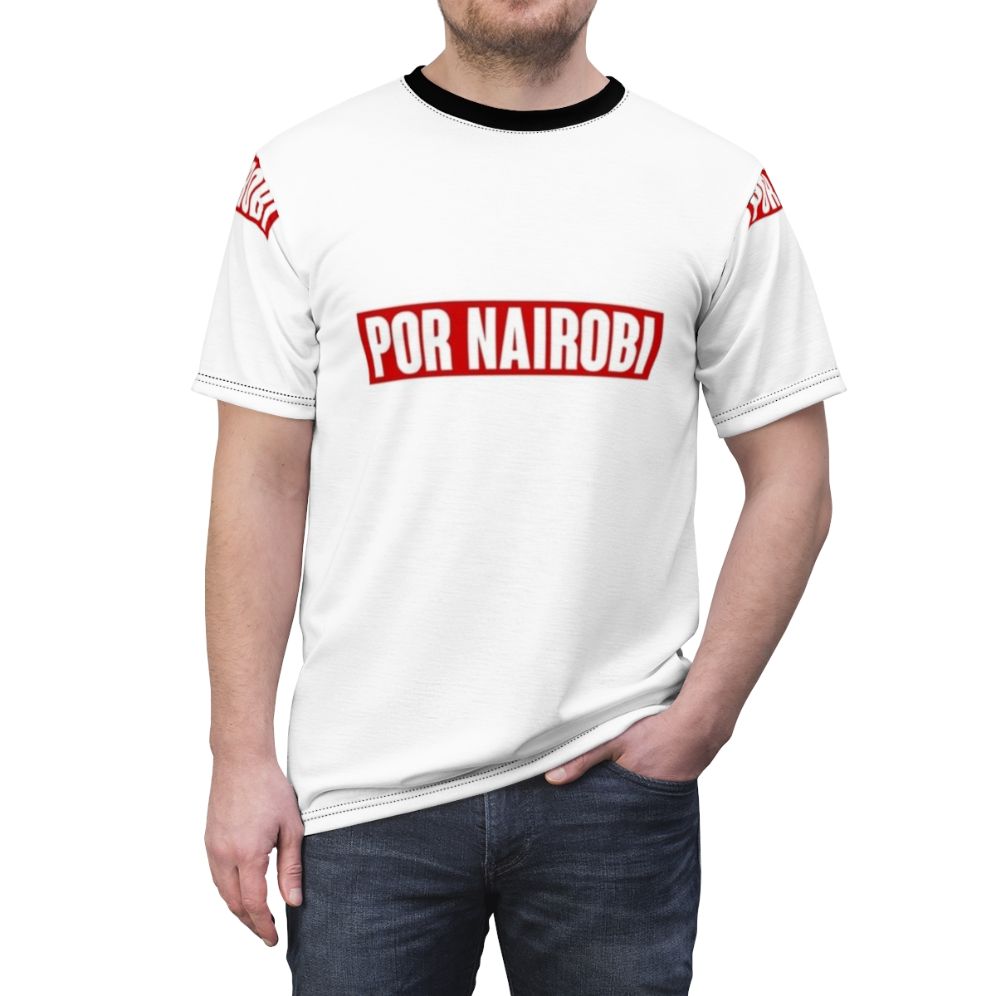 Por Nairobi Inspired T-Shirt with Money Heist TV Show Graphics - men front