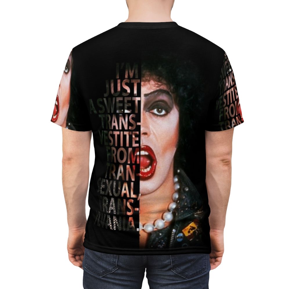 Rocky Horror Picture Show inspired t-shirt featuring the character Frank N Furter - men back