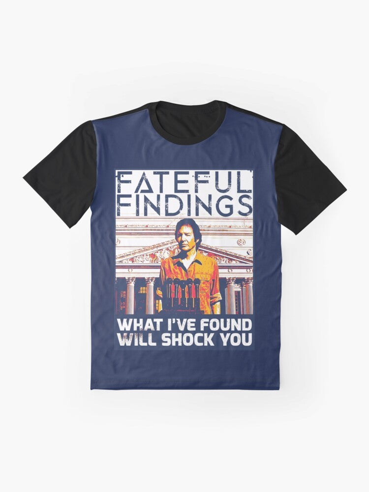 Fateful Findings graphic t-shirt featuring indie film director Neil Breen's iconic style - Flat lay