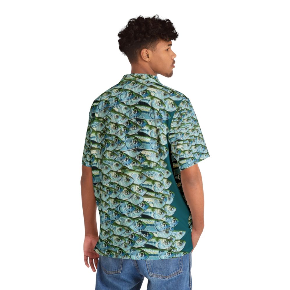 Bait Fish Green Backs Hawaiian Shirt with Fishing Themed Graphics - People Back