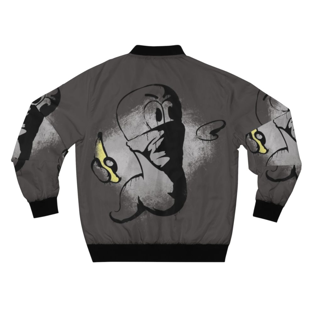 Worms Armageddon Banana Bomb Bomber Jacket with Holy Hand Grenade Design - Back