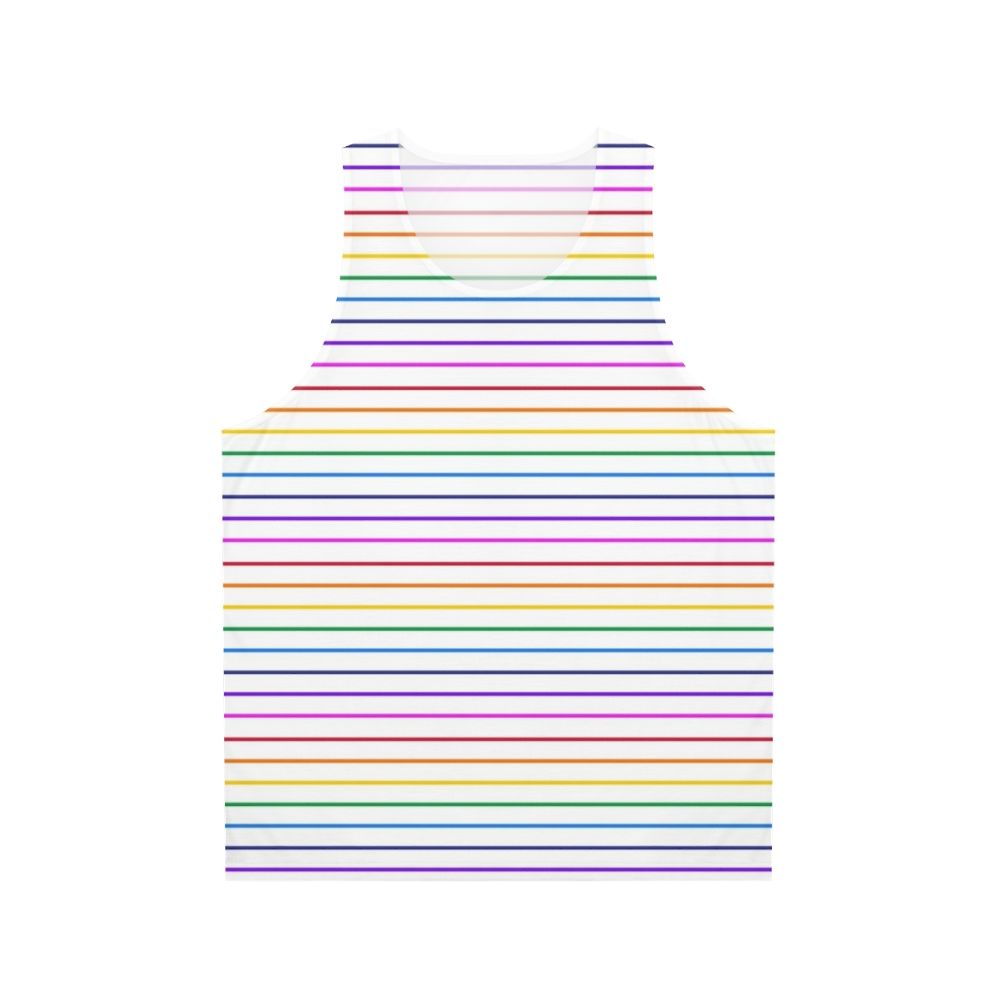 Unisex tank top with horizontal rainbow stripes