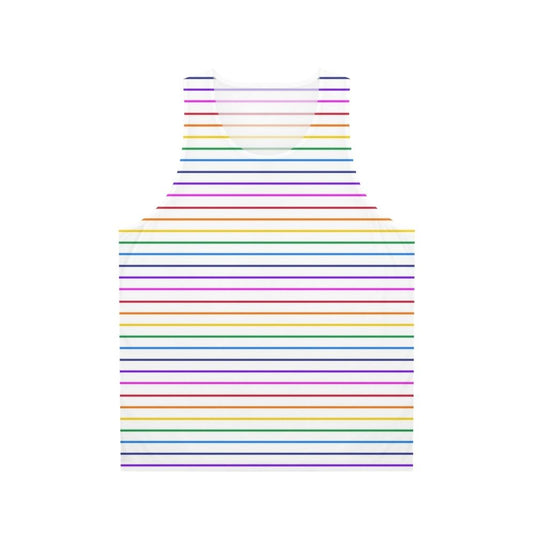 Unisex tank top with horizontal rainbow stripes