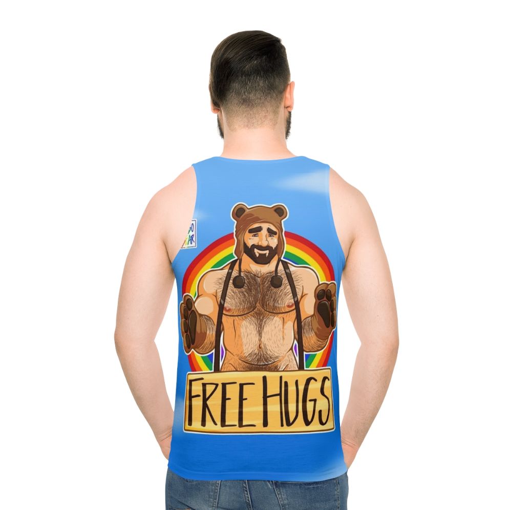 Gay Pride Unisex Tank Top with Bear Graphic - men back