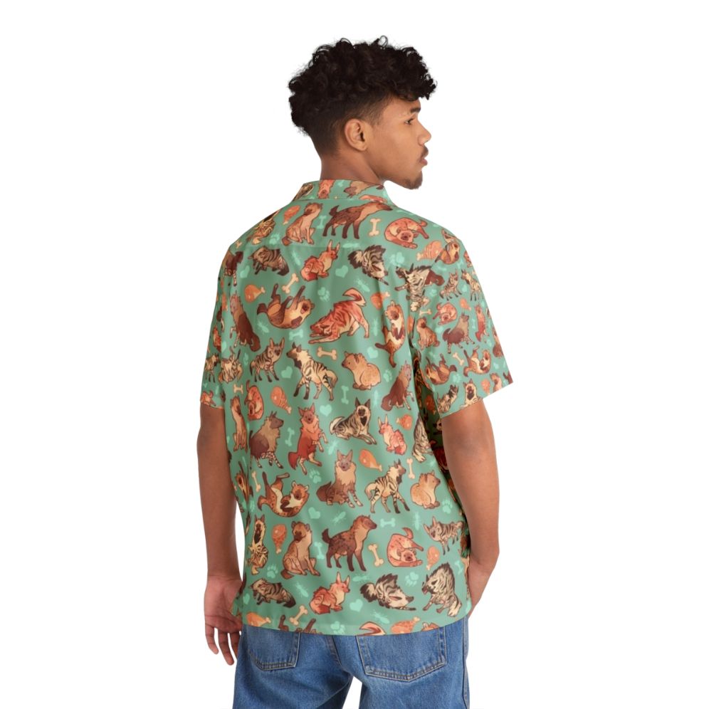 Hyena print Hawaiian shirt with a vibrant tropical pattern - People Back