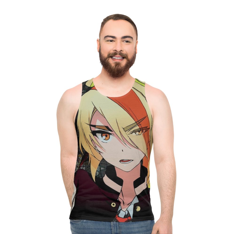 Nikaidou Saki Unisex Tank Top with Zombie Anime Graffiti Design - men