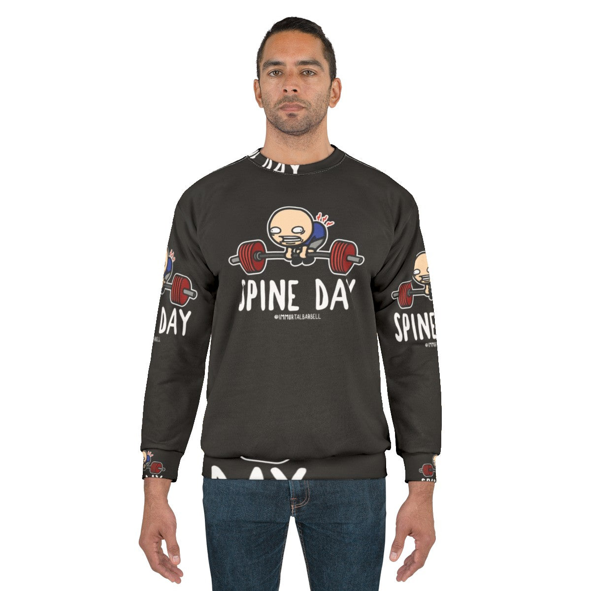 Spine Day Sweatshirt with Fitness and Bodybuilding Graphic - men