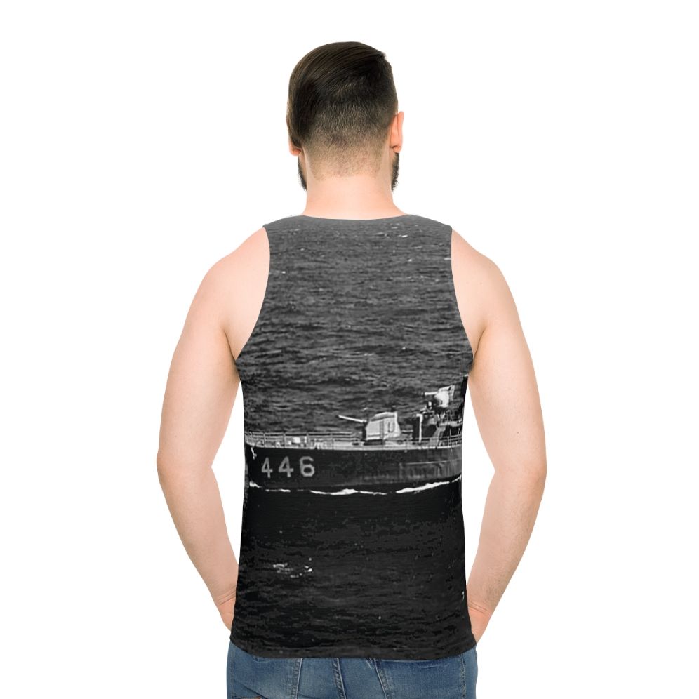 Navy USS Radford DD 446 Destroyer Unisex Tank Top - men back