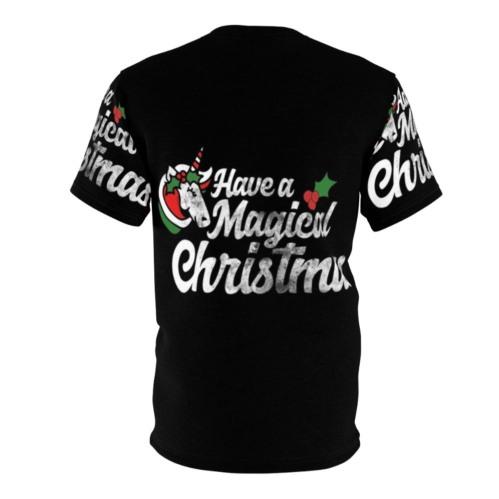 Magical Christmas Unicorn T-Shirt featuring a retro-inspired design with a cute unicorn - Back