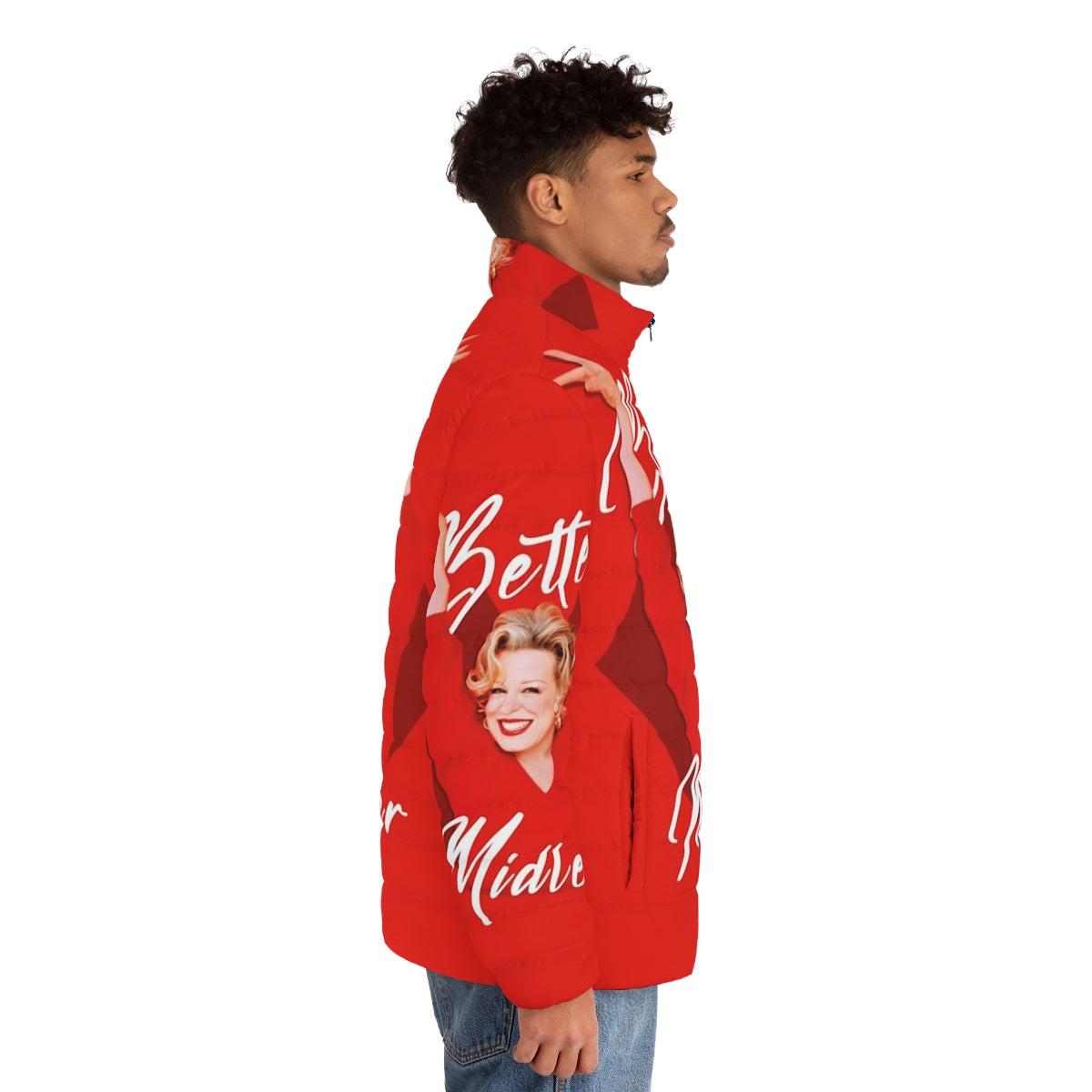 Bette Midler's Divine Miss M Puffer Jacket in a fashionable wind-resistant design - men side right