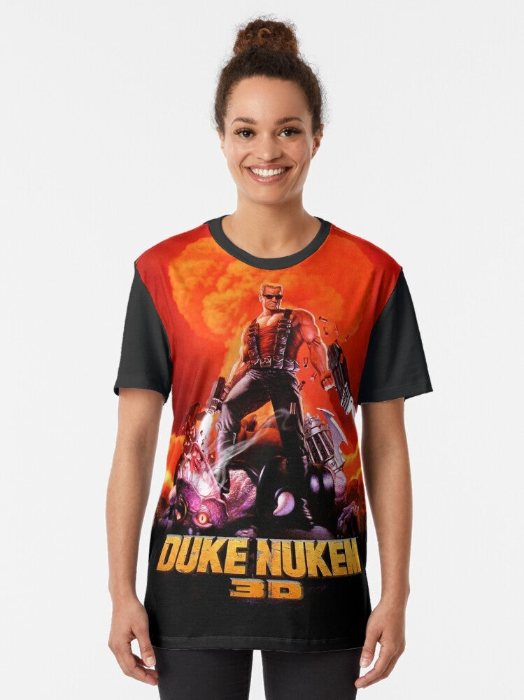 Duke Nukem 3D retro game print graphic t-shirt - Women