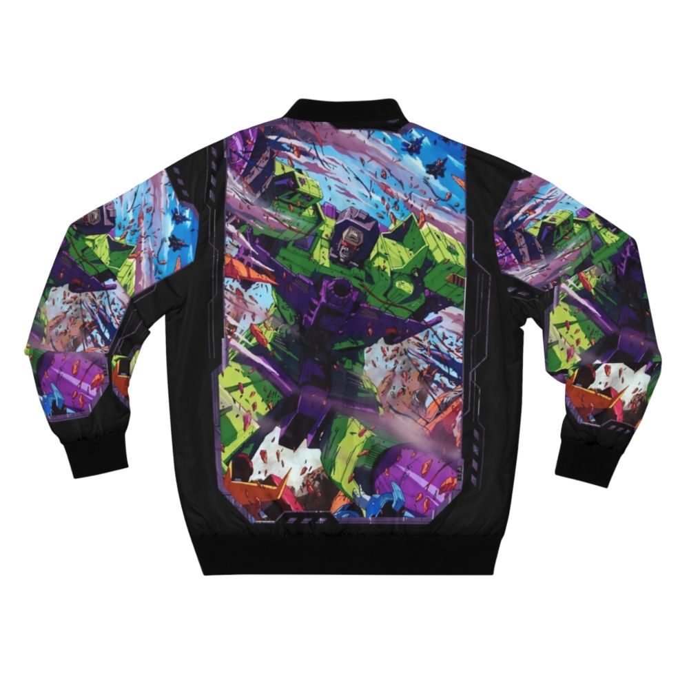 Transformers Devastator Bomber Jacket with Optimus Prime, Megatron, and Autobots/Decepticons graphics - Back