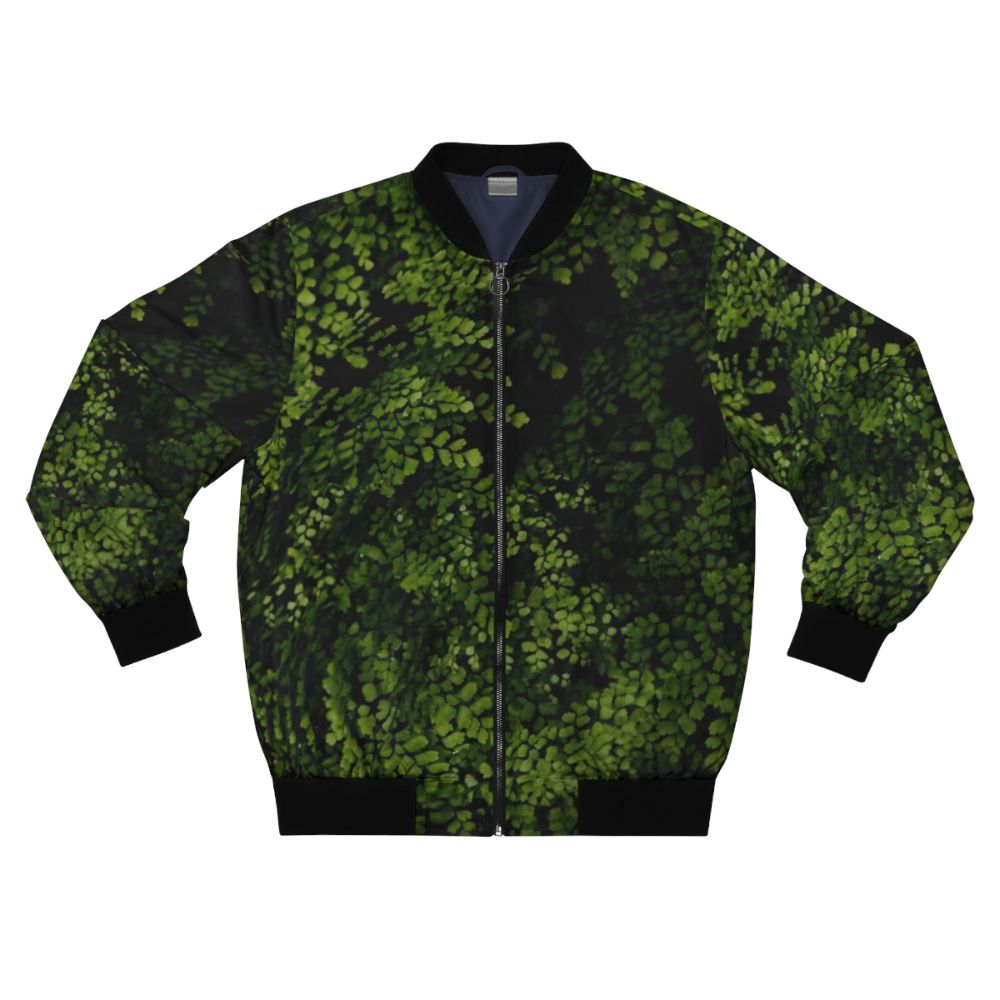 Tropical leaves bomber jacket with lush greenery and natural elements