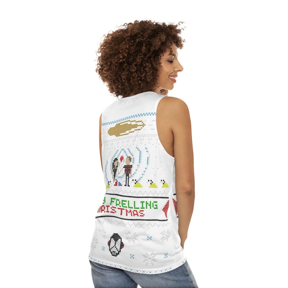 Farscape inspired ugly christmas sweater unisex tank top - women back