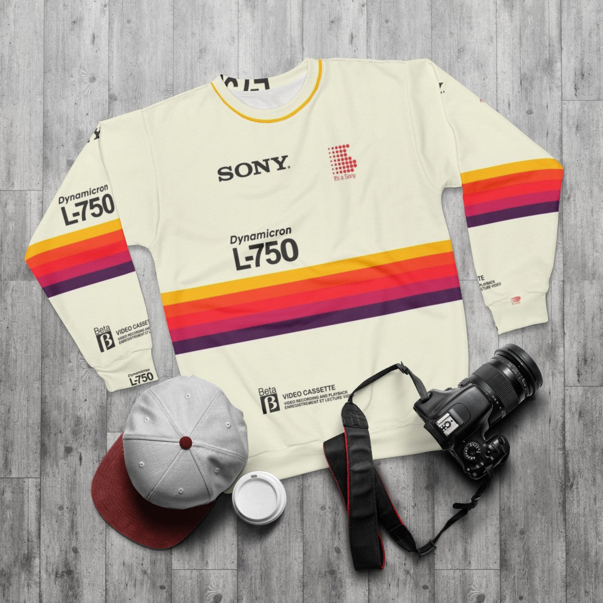 Retro Sony VHS Betamax 90s Sweatshirt - flat lay