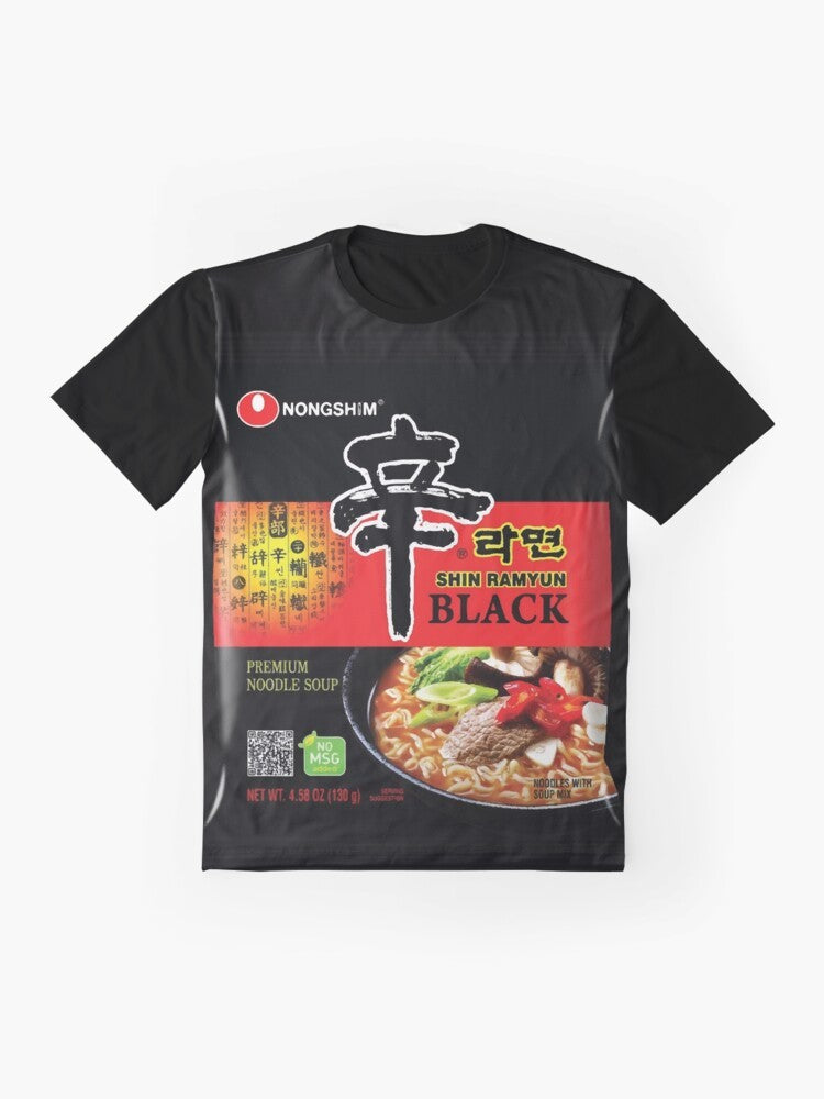 Nongshim Shin Ramen Black Instant Ramen Graphic T-Shirt - Flat lay