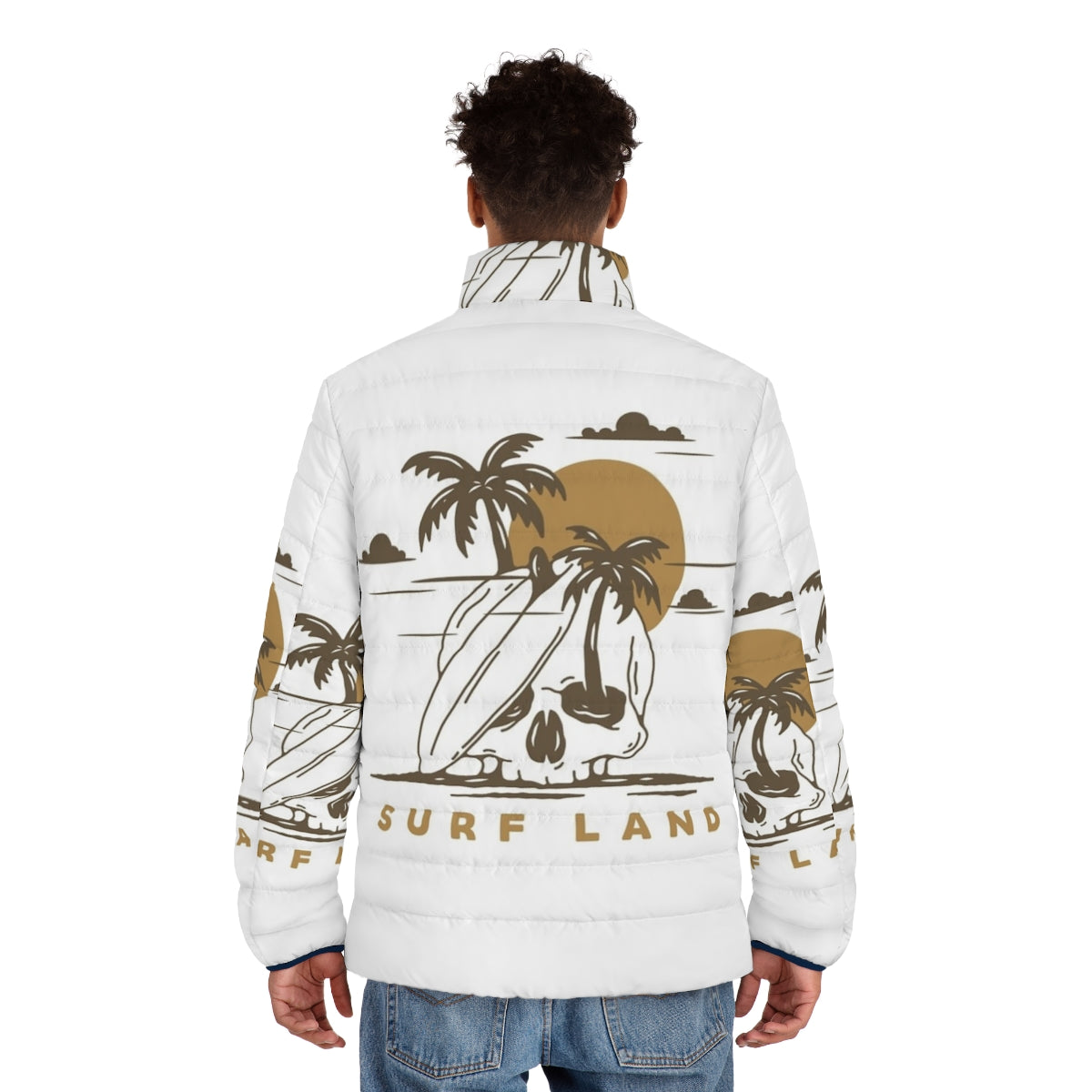 Surf Land Puffer Jacket with nature-inspired graphic design - men back