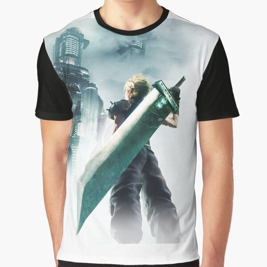 Final Fantasy 7 Remake Graphic T-Shirt featuring characters Cloud and Sephiroth