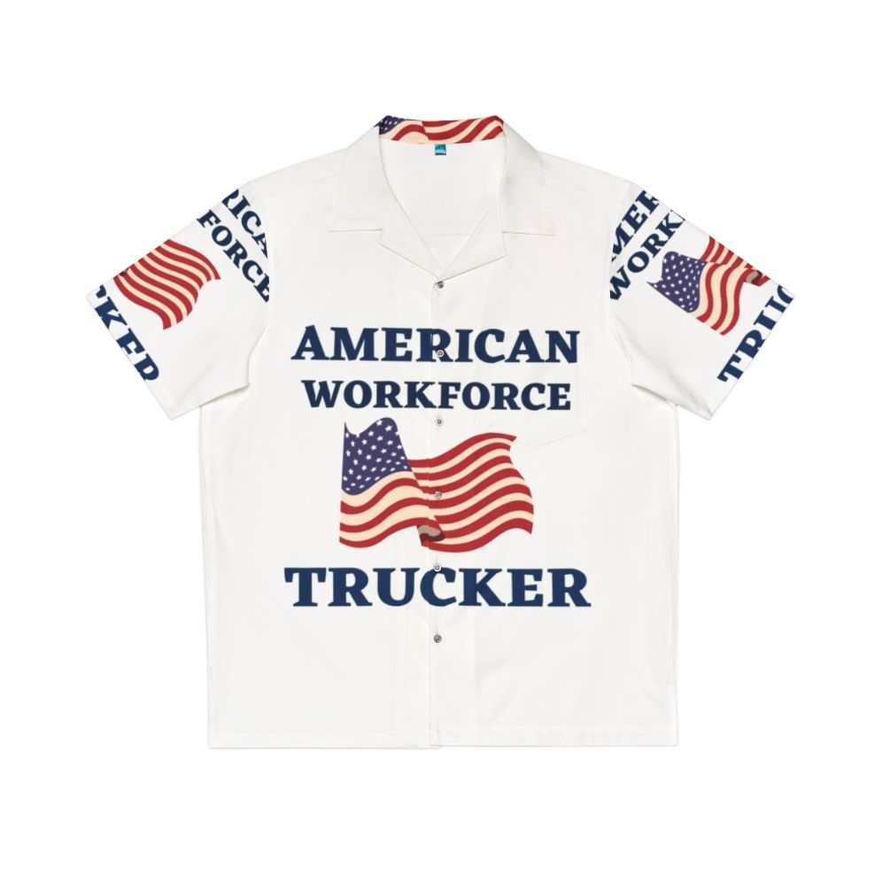 American Workforce Patriotic Hawaiian Shirt with American Flag