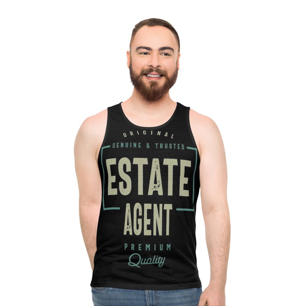 Unisex Estate Agent Tank Top with Typographic Design - men