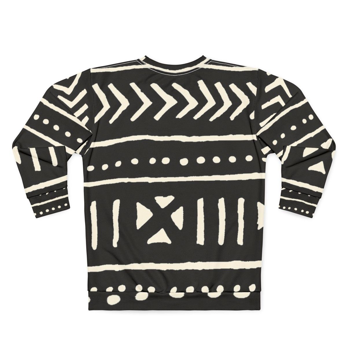 African Mud Cloth Black and White Sweatshirt - Back