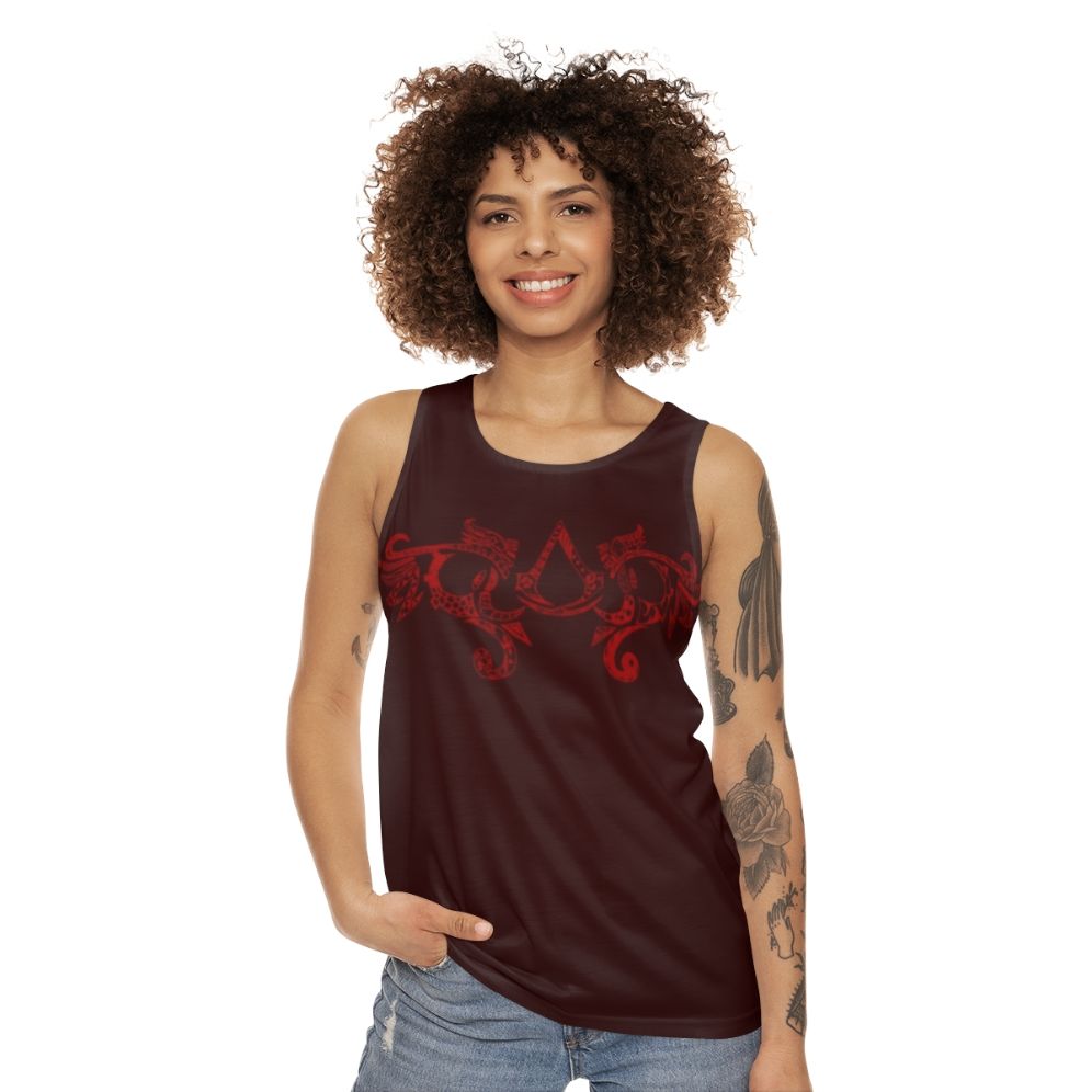 Assassin's Creed red tribal pattern unisex tank top - women