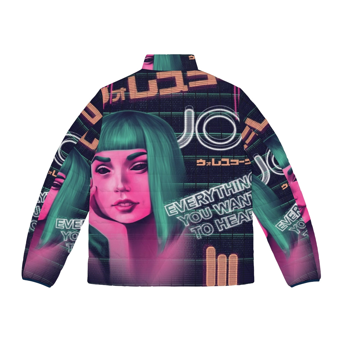 Blade Runner 2049 Puffer Jacket featuring AI and robot elements - Back