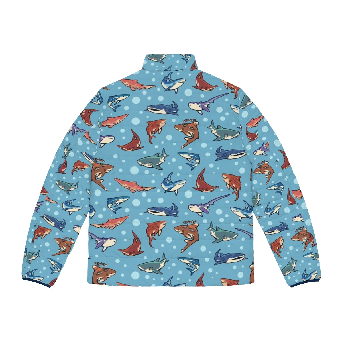 Sharks in the Light Blue Puffer Jacket - Stylish and Sustainable Outerwear - Back