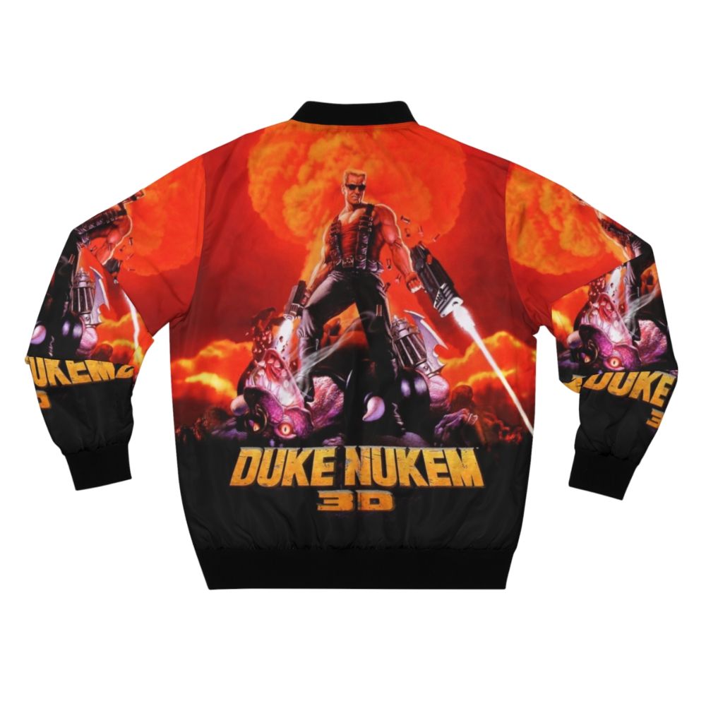 Duke Nukem 3D retro game print on a high contrast bomber jacket - Back