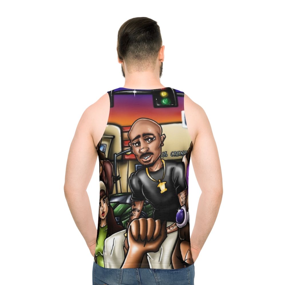 Unisex "To Live and Die in L.A." Airbrush Graffiti Tank Top - men back