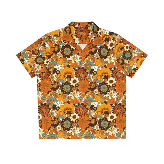 Retro 70s 60s flower power floral pattern Hawaiian shirt