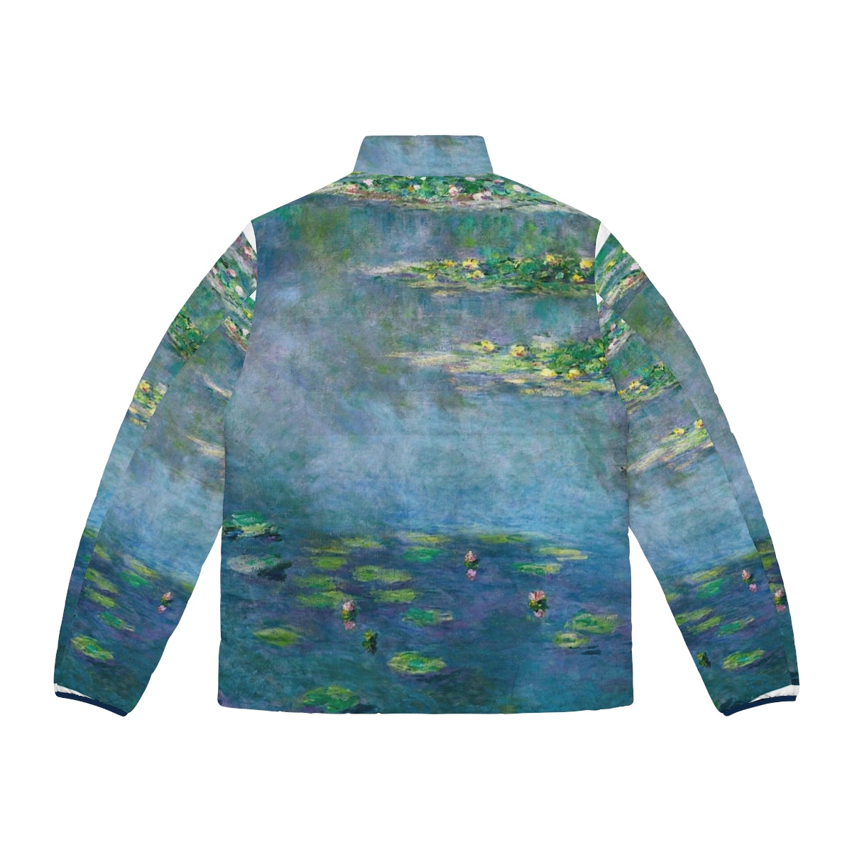 Claude Monet Water Lilies Puffer Jacket featuring the iconic impressionist painting - Back