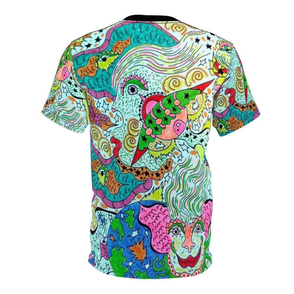 Psychedelic abstract art t-shirt with celestial, cosmic design - Back