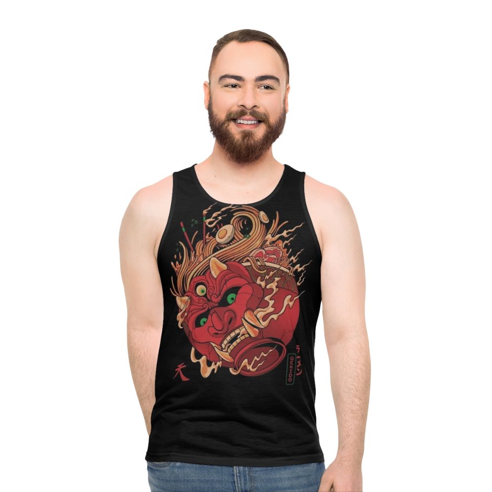 Gekido Ramen Unisex Tank Top featuring Japanese cultural elements and gaming influences - men