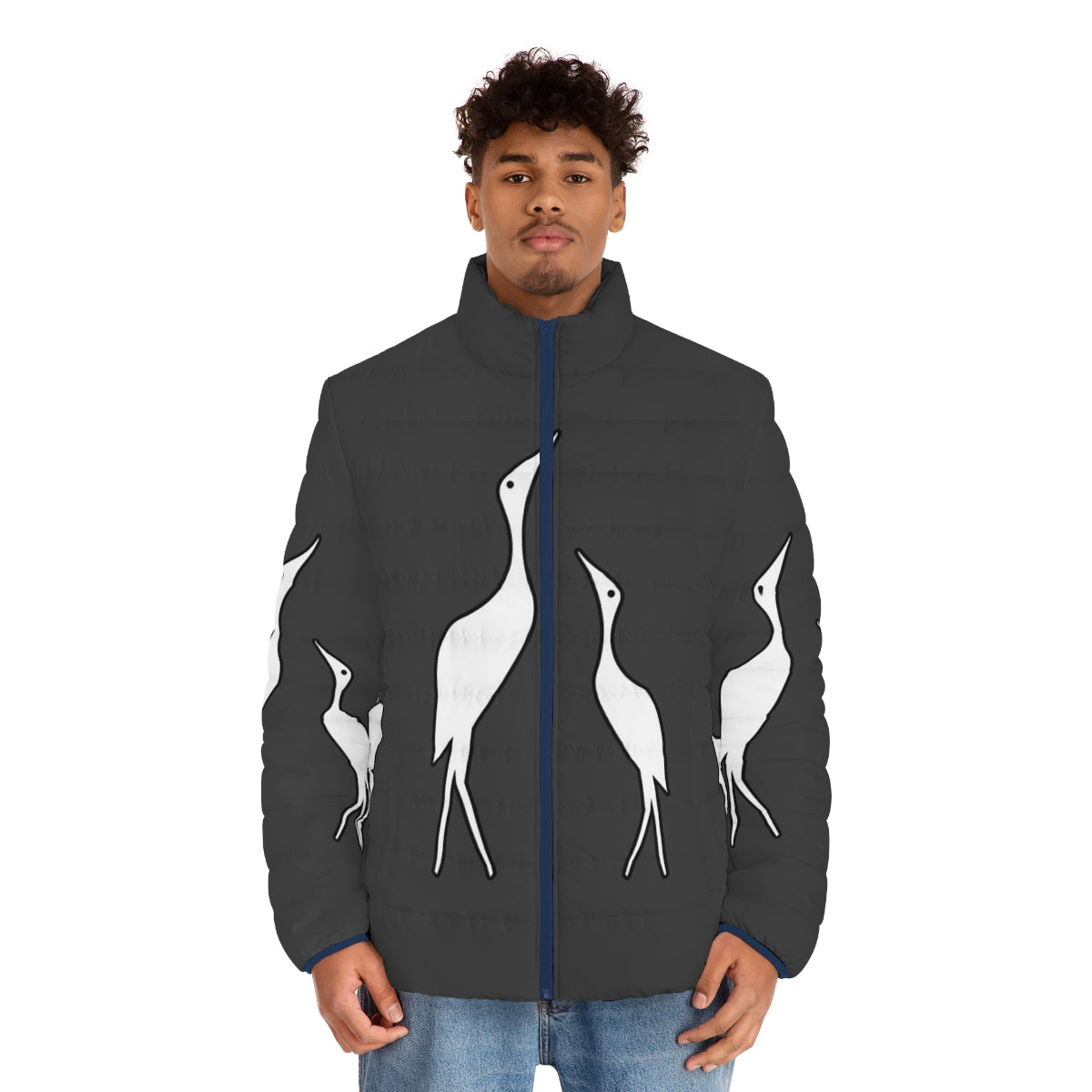 Crane Puffer Jacket with Legendary Animal Design - men front