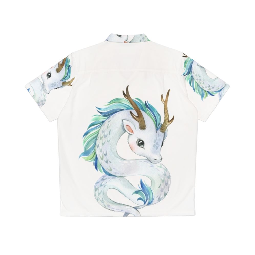 Mythical dragon printed on a colorful hawaiian shirt - Back