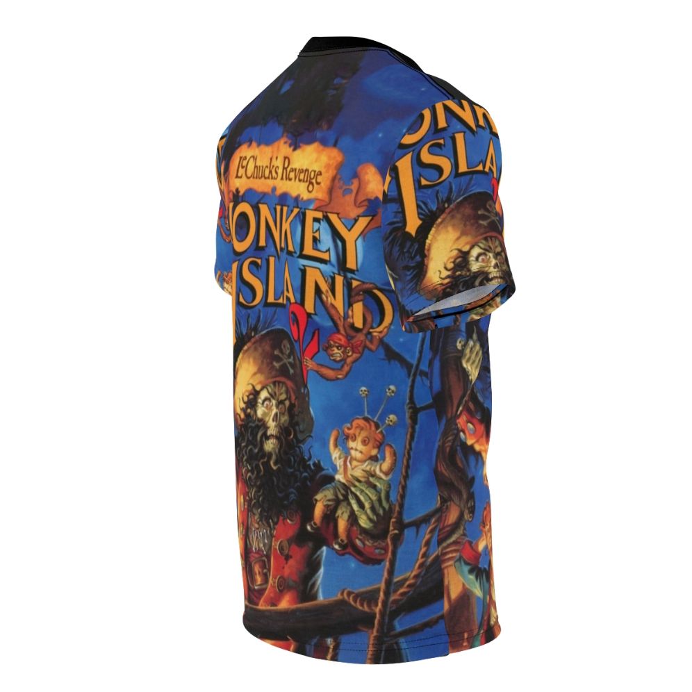 Retro video game t-shirt featuring Guybrush Threepwood and the Three-Headed Monkey from Monkey Island 2: Lechuck's Revenge - men right