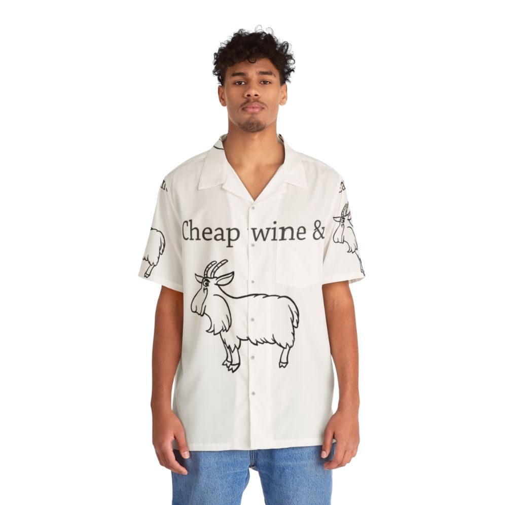 Funny cheap Hawaiian shirt with a three-legged goat design - People Front