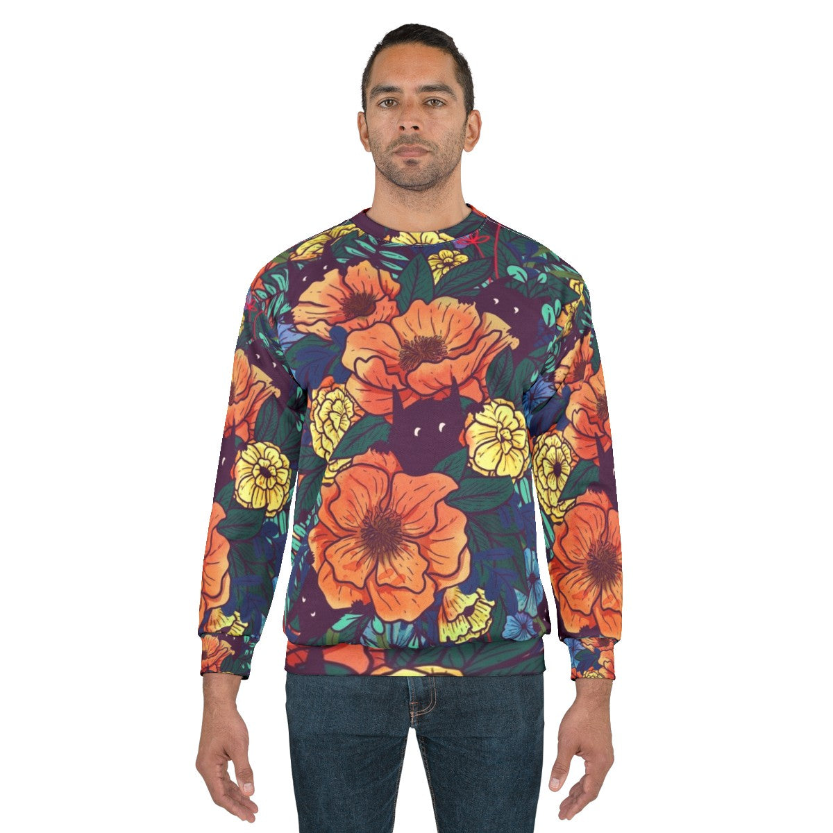 Watercolor wild flowers floral sweatshirt - men