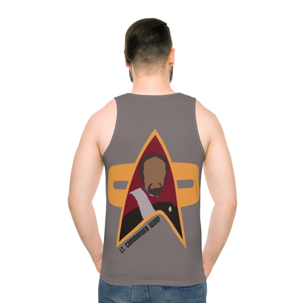 Star Trek DS9 Lieutenant Commander Worf Klingon Unisex Tank Top - men back