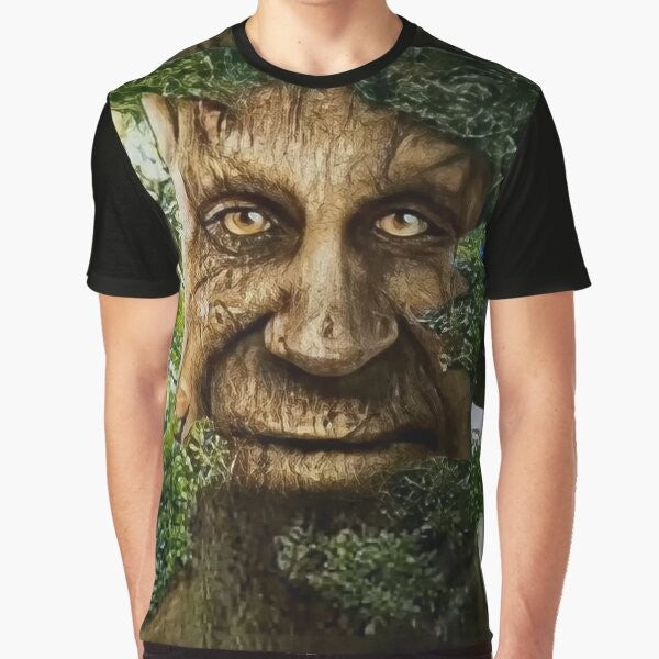 A graphic t-shirt featuring a wise, mystical tree meme design.