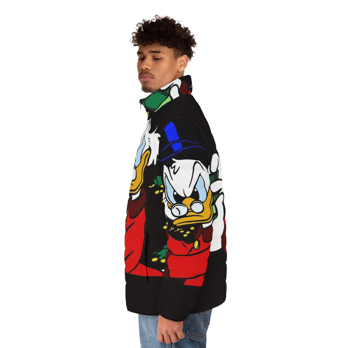 Scrooge McDuck puffer jacket with classic t-shirt design - men side left